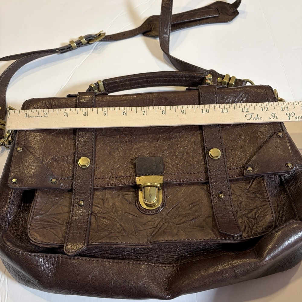 ORYANI Large Flap Satchel Brown Briefcase Messenger Crossbody Bag Leather - Picture 6 of 16